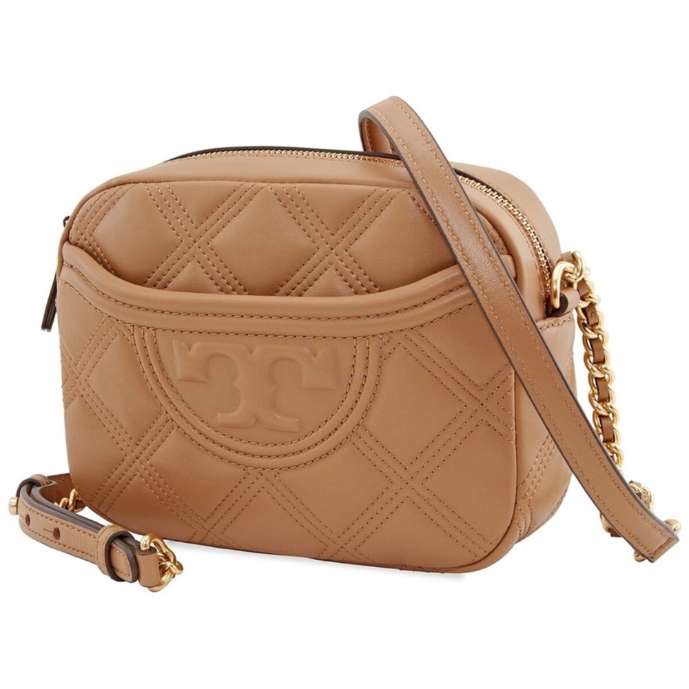 Tory Birch Tan Quilted Leather Crossbody Bag